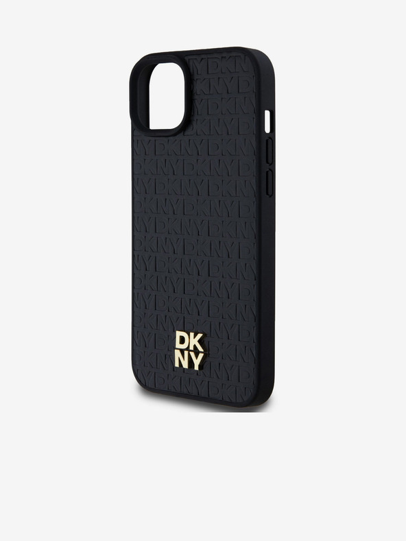 DKNY PU кожа с повтарящ се модел Stack Logo Magsafe заден капак за iPhone 15 Plus черен DKNY