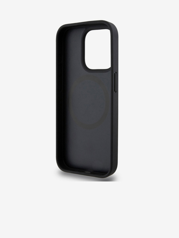 DKNY PU Кожа с повтарящ се десен Stack Logo Magsafe заден капак за iPhone 15 Pro Max Black DKNY