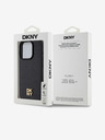 DKNY PU Кожа с повтарящ се десен Stack Logo Magsafe заден капак за iPhone 15 Pro Max Black DKNY