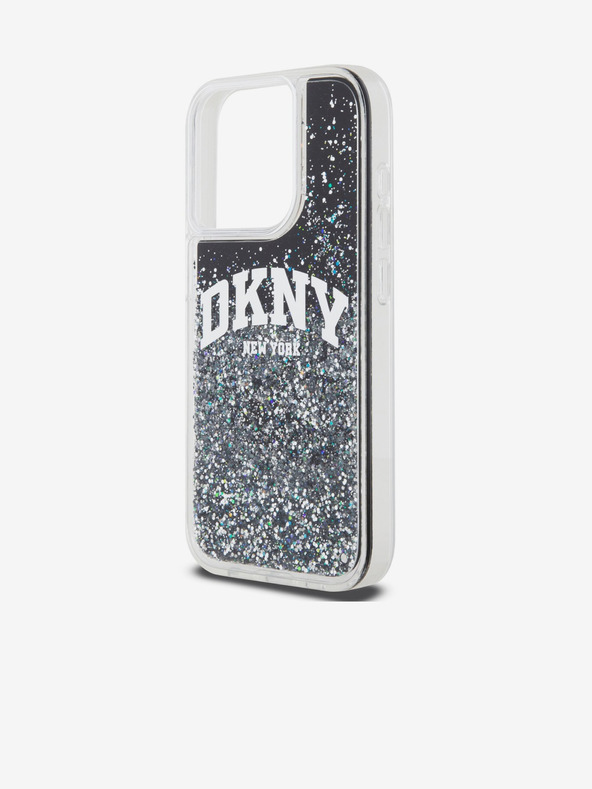DKNY Заден капак с течен блясък с логото на арката за iPhone 15 Pro Black DKNY