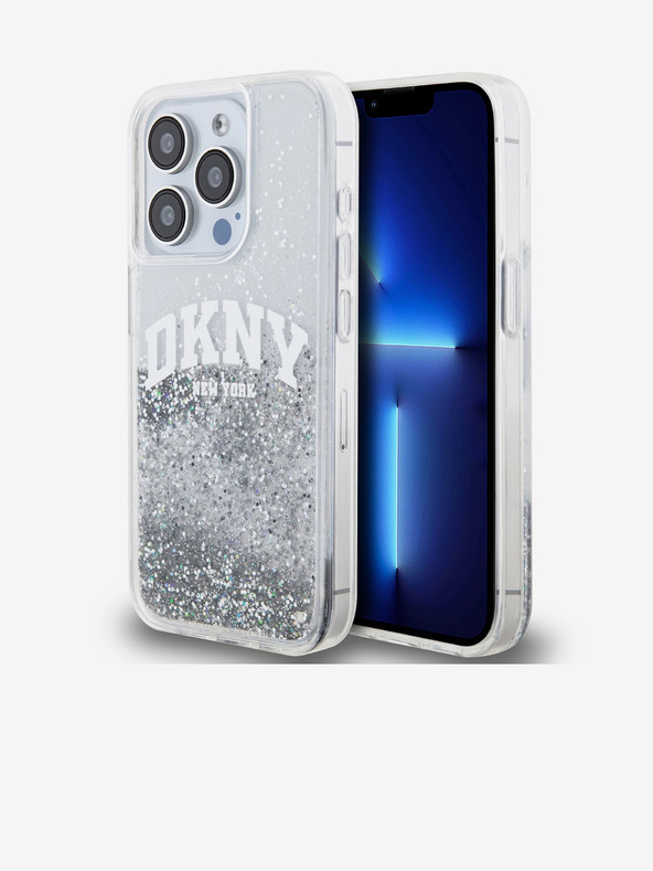 DKNY Заден капак с логото на течен блясък за iPhone 15 Pro прозрачен DKNY