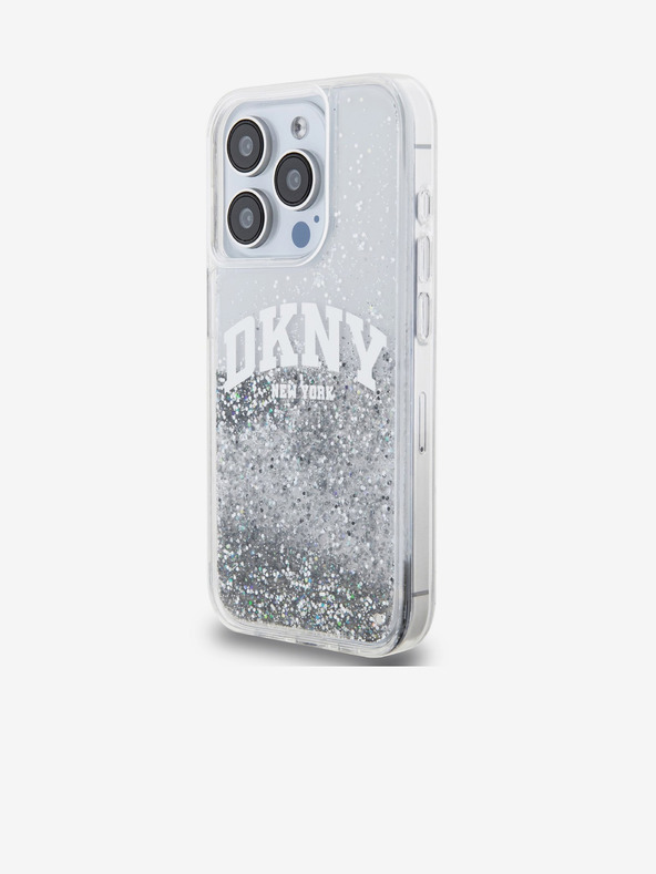 DKNY Заден капак с логото на течен блясък за iPhone 15 Pro прозрачен DKNY