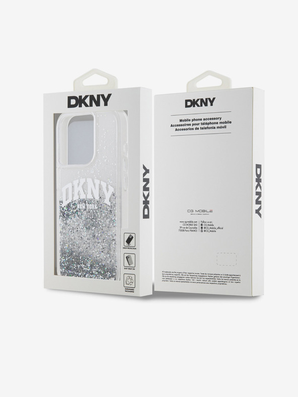 DKNY Заден капак с логото на течен блясък за iPhone 15 Pro прозрачен DKNY