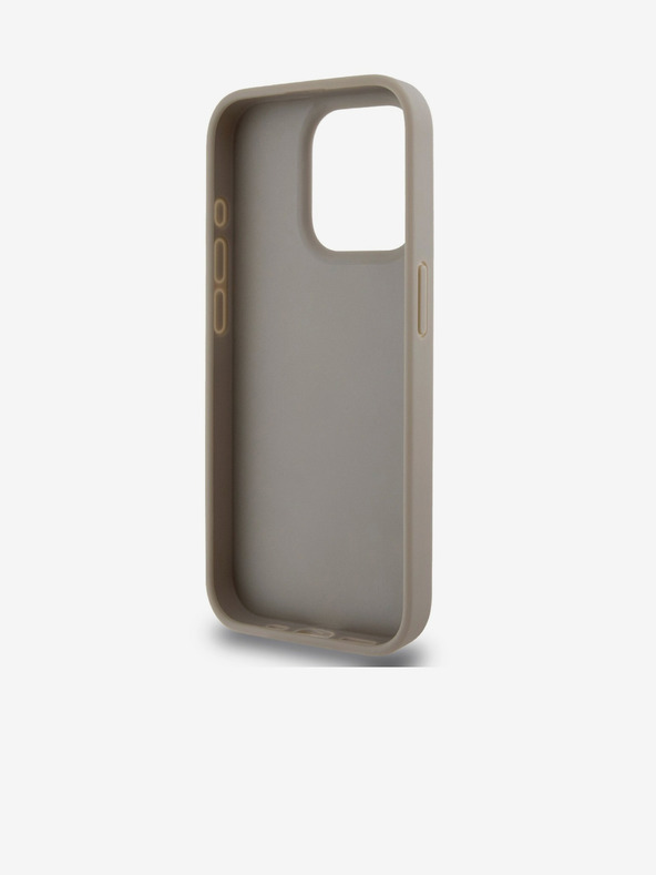 DKNY Заден капак от карирана кожа с шарка и райе за iPhone 13 Pro Beige DKNY