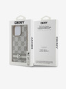 DKNY Заден капак от карирана кожа с шарка и райе за iPhone 13 Pro Beige DKNY