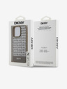 DKNY PU Кожа Повтарящ се модел на дъното Stripe MagSafe заден капак за iPhone 14 Pro Brown DKNY
