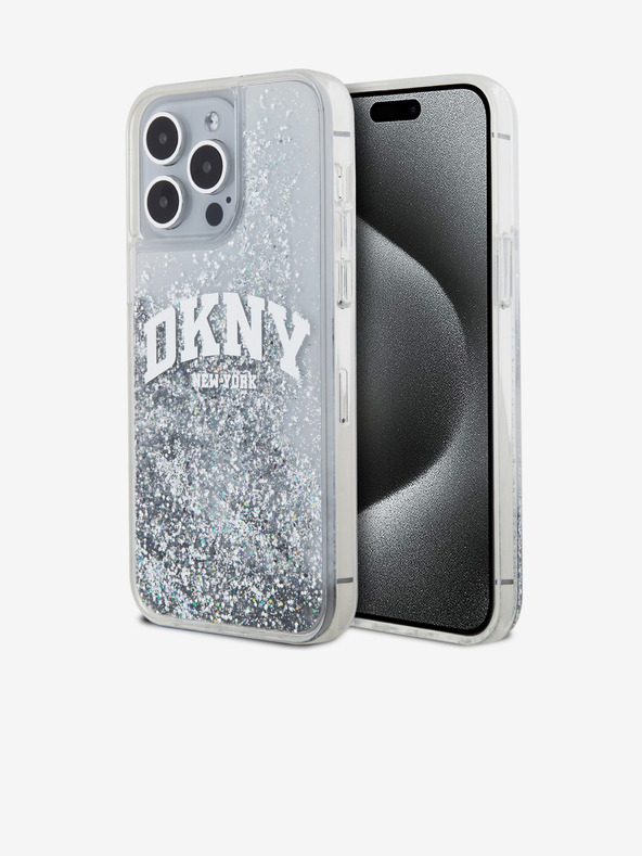 DKNY Заден капак с логото на арката за iPhone 15 Pro Max Transparent DKNY с течен блясък