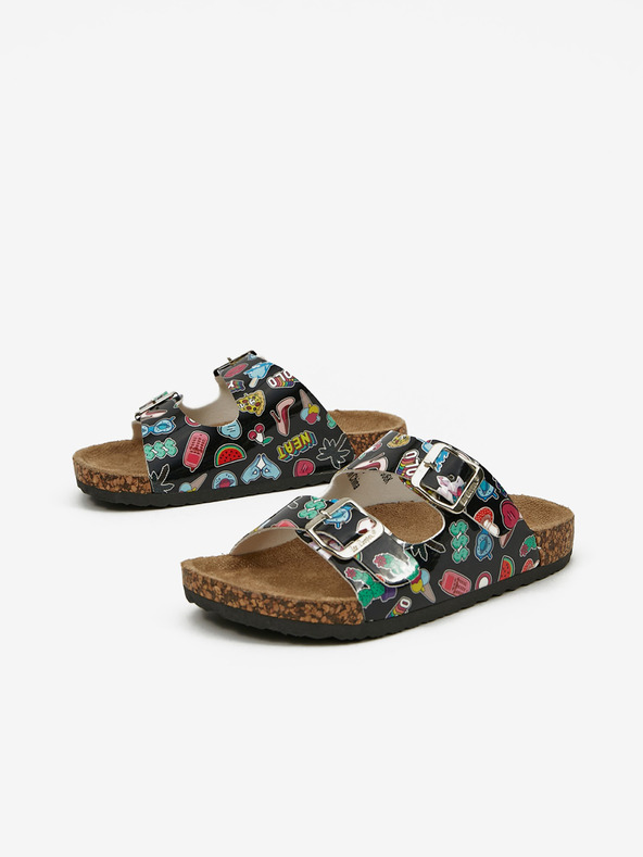 Lee Cooper Черни момичешки чехли с шарка Lee Cooper