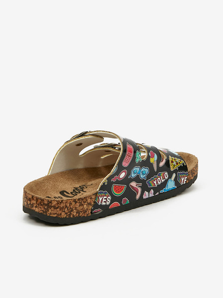 Lee Cooper Черни момичешки чехли с шарка Lee Cooper