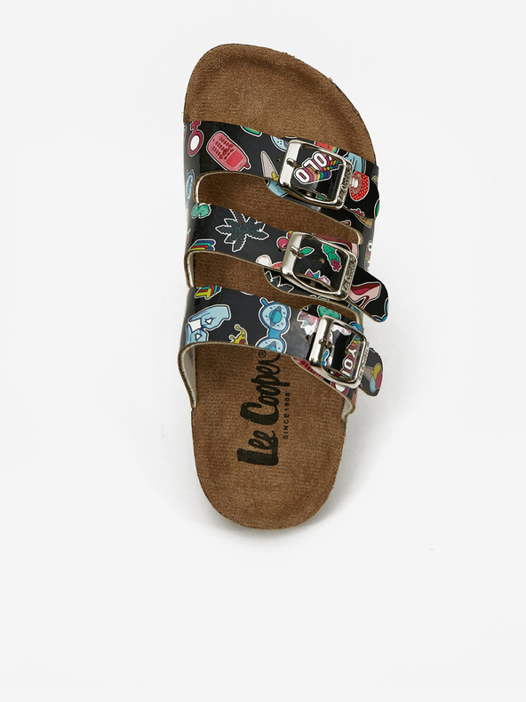 Lee Cooper Черни момичешки чехли с шарка Lee Cooper