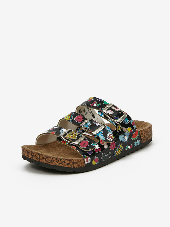 Lee Cooper Черни момичешки чехли с шарка Lee Cooper