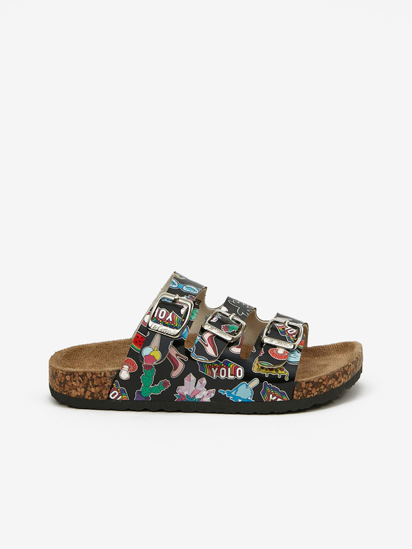 Lee Cooper Черни момичешки чехли с шарка Lee Cooper