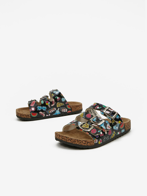 Lee Cooper Черни момичешки чехли с шарка Lee Cooper