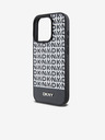DKNY PU Кожа с повтарящ се модел на дъното Stripe MagSafe заден капак за iPhone 14 Pro Black DKNY
