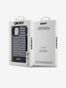 DKNY PU кожа Повтарящ се модел на дъното Stripe MagSafe заден капак за iPhone 15 черен DKNY