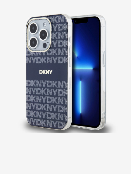 DKNY PC/TPU Повтарящ се модел с тонални ивици Magsafe заден капак за iPhone 15 Pro Blue DKNY