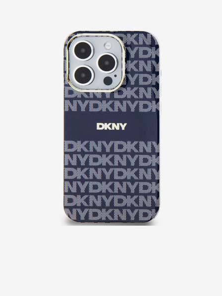DKNY PC/TPU Повтарящ се модел с тонални ивици Magsafe заден капак за iPhone 15 Pro Blue DKNY