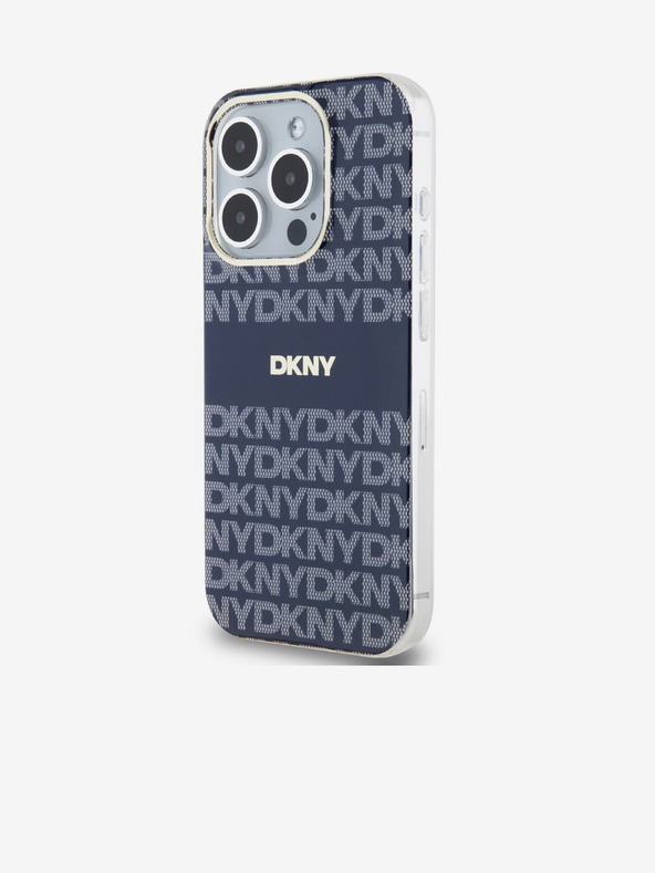 DKNY PC/TPU Повтарящ се модел с тонални ивици Magsafe заден капак за iPhone 15 Pro Blue DKNY