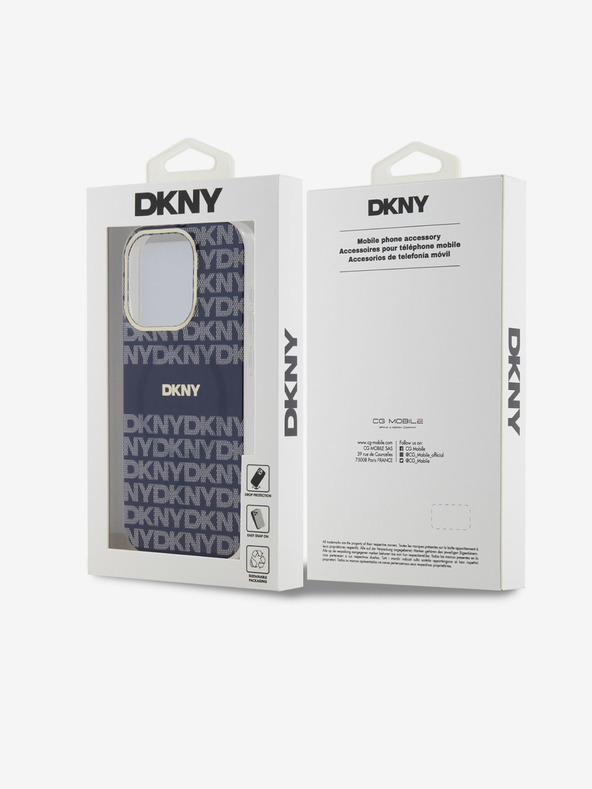 DKNY PC/TPU Повтарящ се модел с тонални ивици Magsafe заден капак за iPhone 15 Pro Blue DKNY