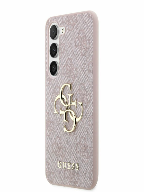 Guess PU 4G Metal Logo Zadní Kryt pro Samsung Galaxy S23 Pink Калъф за телефон