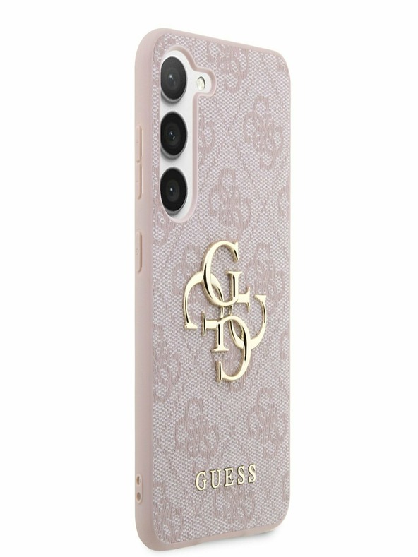 Guess PU 4G Metal Logo Zadní Kryt pro Samsung Galaxy S23 Pink Калъф за телефон