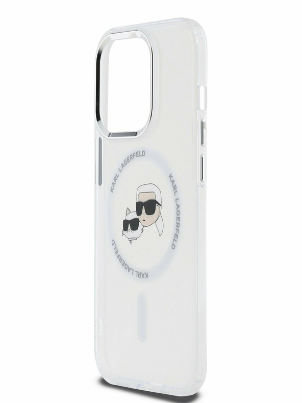 Karl Lagerfeld Karl Lagerfeld IML K&CH Heads Metal Frame MagSafe заден капак за iPhone 15 Pro прозрачен