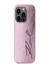 Karl Lagerfeld Набръчкан заден капак с логото на PU Signature за iPhone 15 Pro Pink Karl Lagerfeld