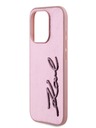 Karl Lagerfeld Набръчкан заден капак с логото на PU Signature за iPhone 15 Pro Pink Karl Lagerfeld