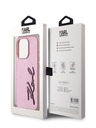 Karl Lagerfeld Набръчкан заден капак с логото на PU Signature за iPhone 15 Pro Pink Karl Lagerfeld