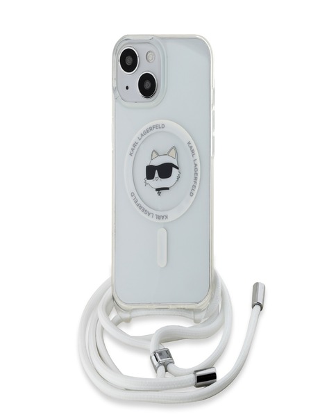 Karl Lagerfeld Karl Lagerfeld IML Crossbody Choupette Head Magsafe заден капак за iPhone 15 Transparent