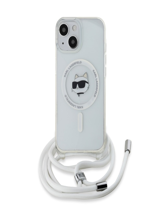 Karl Lagerfeld Karl Lagerfeld IML Crossbody Choupette Head Magsafe заден капак за iPhone 15 Transparent