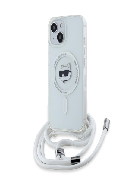 Karl Lagerfeld Karl Lagerfeld IML Crossbody Choupette Head Magsafe заден капак за iPhone 15 Transparent