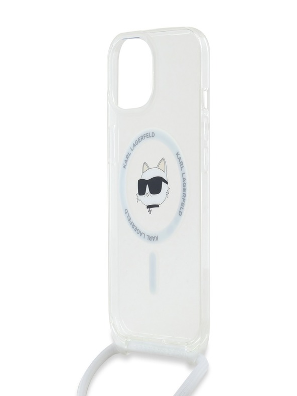 Karl Lagerfeld Karl Lagerfeld IML Crossbody Choupette Head Magsafe заден капак за iPhone 15 Transparent