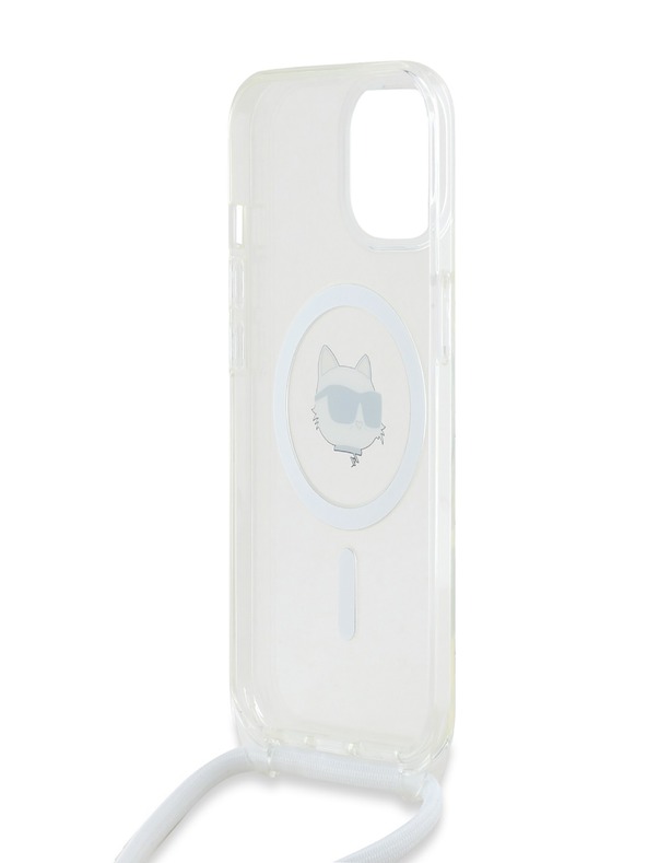 Karl Lagerfeld Karl Lagerfeld IML Crossbody Choupette Head Magsafe заден капак за iPhone 15 Transparent