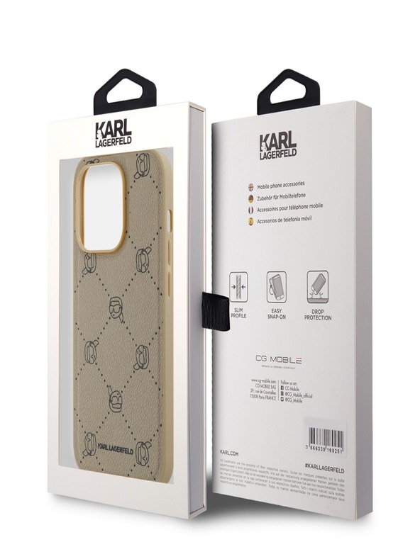 Karl Lagerfeld PU Karl Heads Pattern Magsafe Back Cover за iPhone 14 Pro Max Beige Karl Lagerfeld
