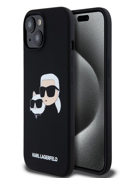 Karl Lagerfeld Заден капак от течен силикон с двойни глави Magsafe за iPhone 15 Pro Max Black Karl Lagerfeld