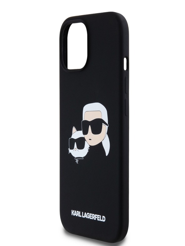 Karl Lagerfeld Заден капак от течен силикон с двойни глави Magsafe за iPhone 15 Pro Max Black Karl Lagerfeld