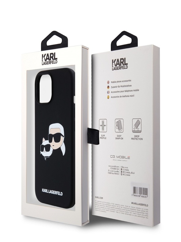 Karl Lagerfeld Заден капак от течен силикон с двойни глави Magsafe за iPhone 15 Pro Max Black Karl Lagerfeld