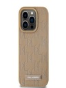 Karl Lagerfeld PU Кожа Монограм Метално лого MagSafe заден капак за iPhone 14 Pro Max Бежов Karl Lagerfeld