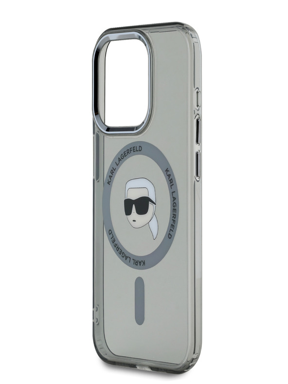 Karl Lagerfeld Karl Lagerfeld IML Karl Head Metal Frame MagSafe заден капак за iPhone 15 Pro Max черен