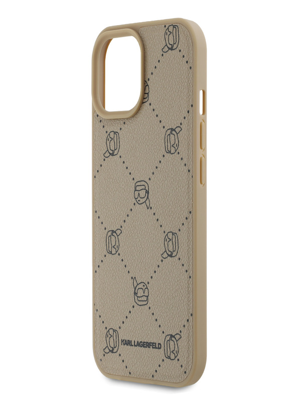 Karl Lagerfeld PU Karl Heads Pattern Magsafe Back Cover за iPhone 15 Beige Karl Lagerfeld