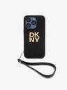 DKNY PU Leather Stack Logo Wrist Strap Back Cover за iPhone 15 Pro Max Black DKNY