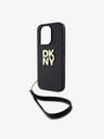 DKNY PU Leather Stack Logo Wrist Strap Back Cover за iPhone 15 Pro Max Black DKNY