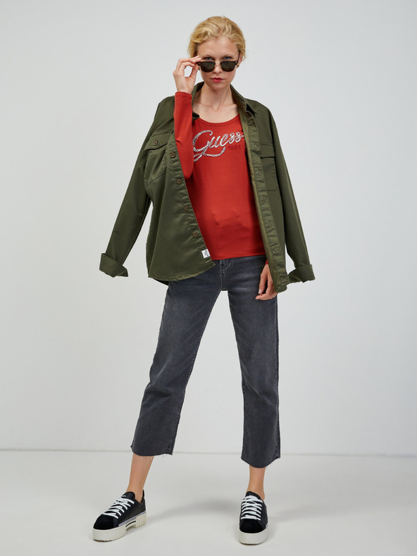 Guess Тухлена дамска тениска с дълъг ръкав Guess Bryanna