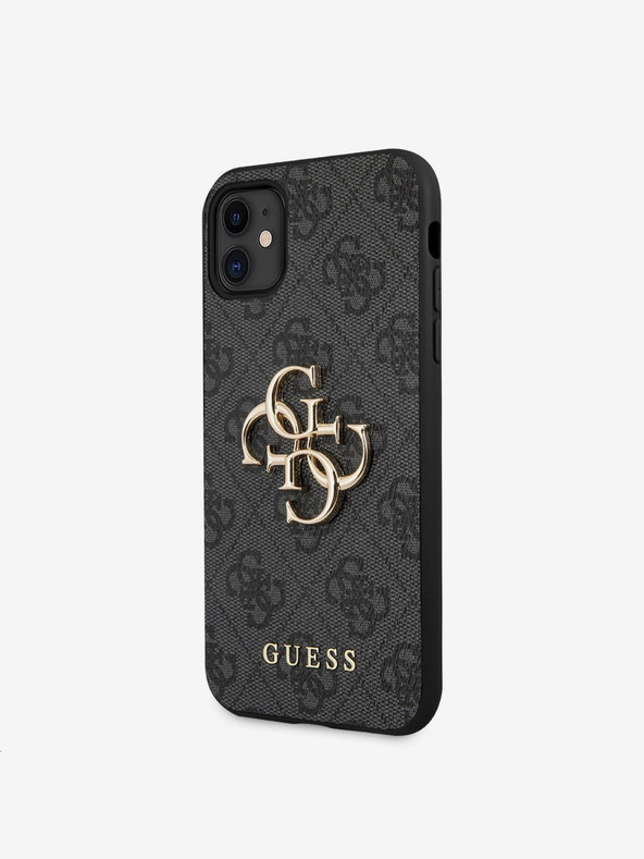 Guess Guess PU 4G Метален заден капак с лого за iPhone 11 Сив
