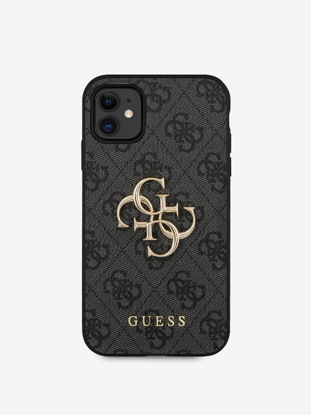 Guess Guess PU 4G Метален заден капак с лого за iPhone 11 Сив