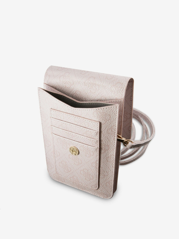 Guess Guess PU 4G метално лого за телефонна чанта Pink