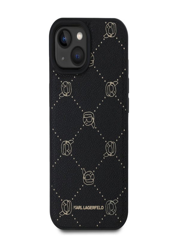Karl Lagerfeld PU Karl Heads Pattern Magsafe заден капак за iPhone 15 Black Karl Lagerfeld