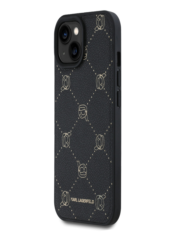 Karl Lagerfeld PU Karl Heads Pattern Magsafe заден капак за iPhone 15 Black Karl Lagerfeld