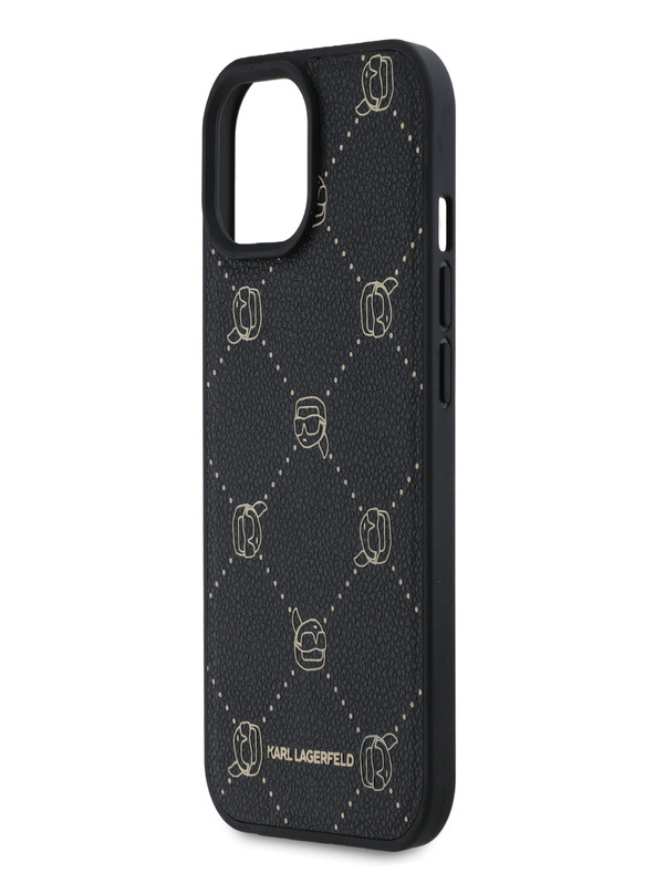 Karl Lagerfeld PU Karl Heads Pattern Magsafe заден капак за iPhone 15 Black Karl Lagerfeld